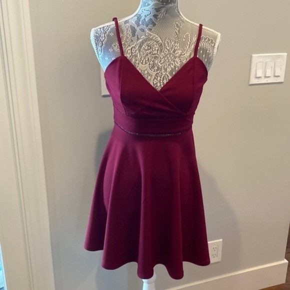 Francesca’s “Jun & Ivy” Burgundy / Red Flare Mini Dress - S | worn 1 time - Picture 1 of 5